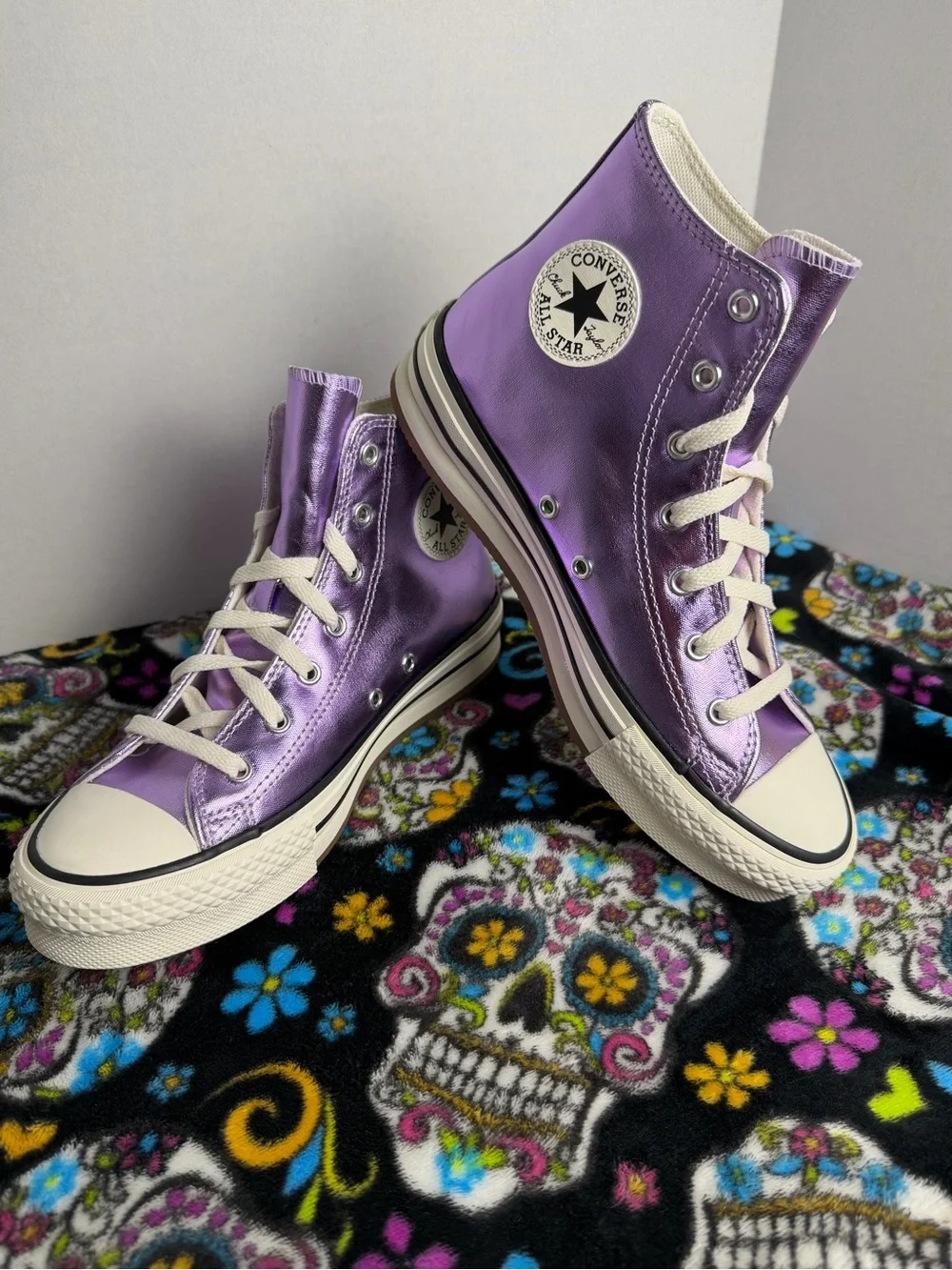 Converse Metallic Purple High-Top Kids Sneakers